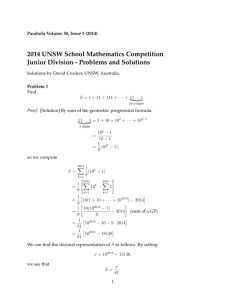 2014 UNSW School Mathematics Competition Junior Division