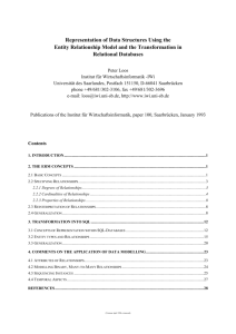 Representation of Data Structures Using the Entity Relationship