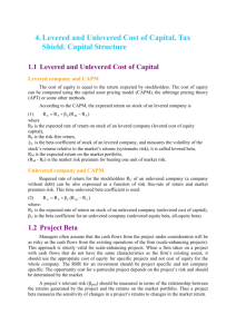 4. Levered and Unlevered Cost of Capital. Tax Shield. Capital