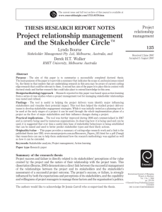 Project relationship management and the Stakeholder