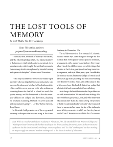 tHE lost tools oF MEMory - Association of Classical Christian Schools