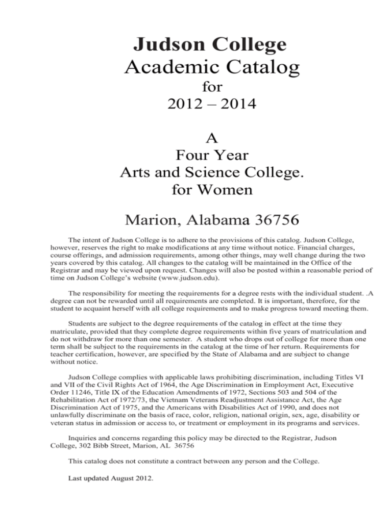 Judson College Academic Catalog