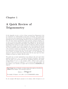Chapter 1 A Quick Review of Trigonometry