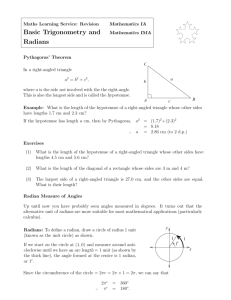 Basic trigonometry and radians worksheet