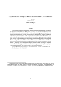 Organizational Design of Multi-Product Multi