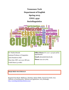 Tennessee Tech Department of English Spring 2015 ENGL 4541