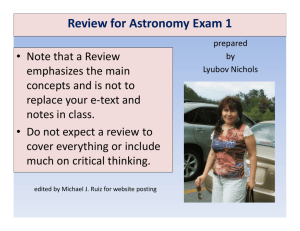 Review for Astronomy Exam 1