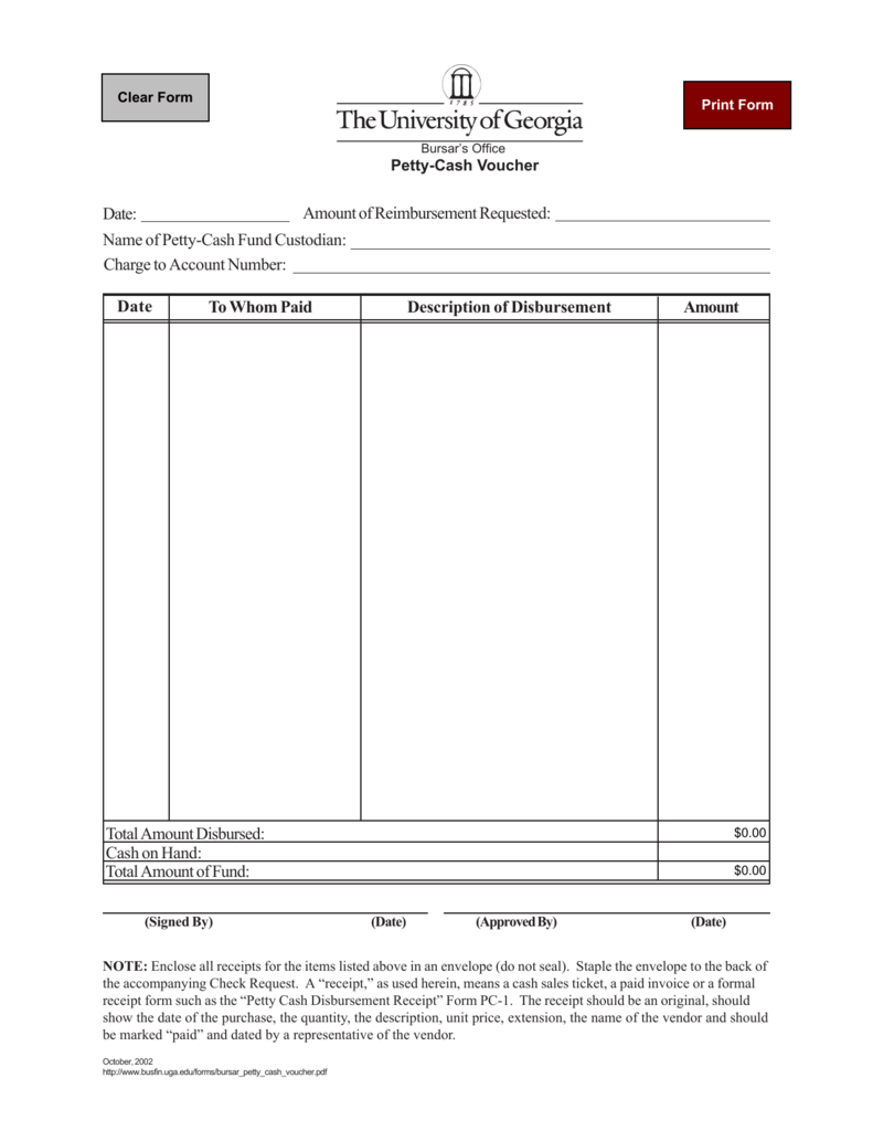 Petty Cash Voucher Form