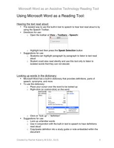 Using Microsoft Word as a Reading Tool: