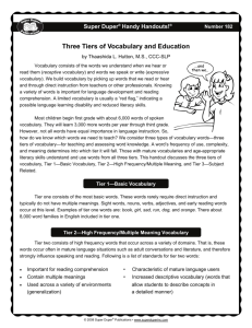 Three Tiers of Vocabulary and Education