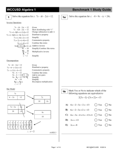 WCCUSD Algebra 1 Benchmark 1 Study Guide (