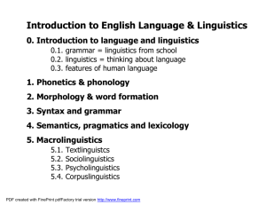 Introduction to English Language & Linguistics