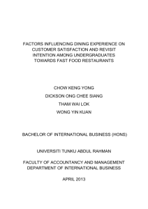 factors influencing dining experience on customer satisfaction and