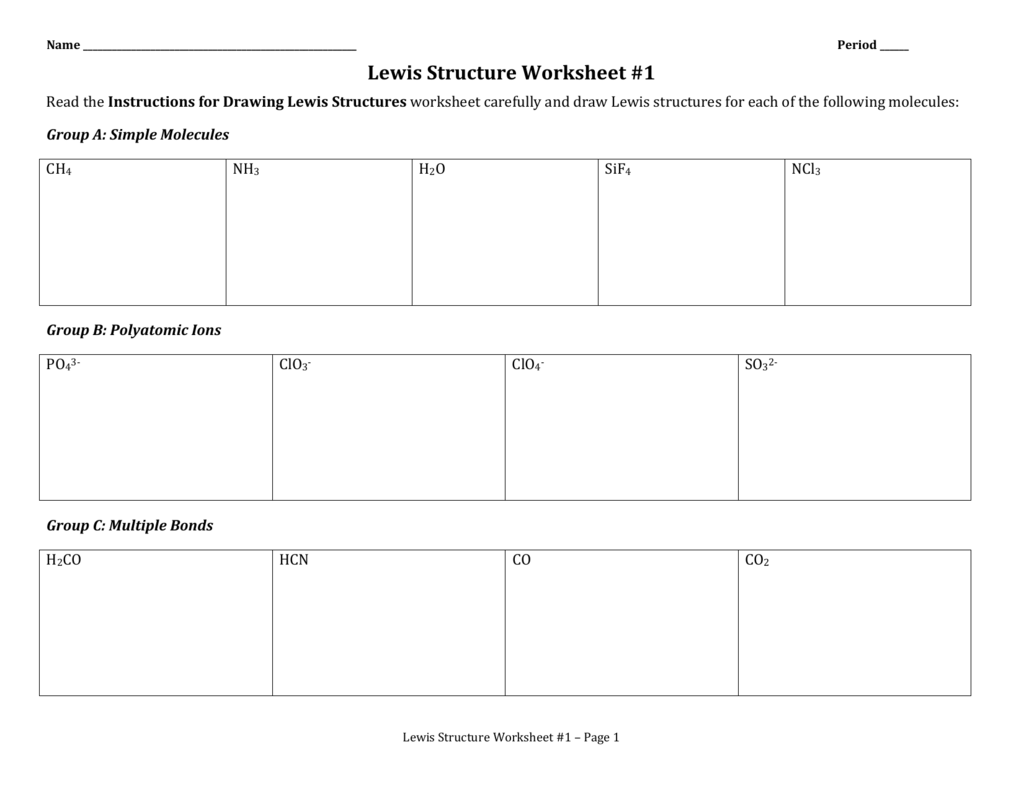 Lewis Structure Worksheet 1