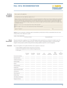 Fall 2016 MBA Recommendation Form