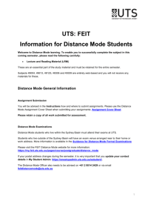 UTS: FEIT Information for Distance Mode Students