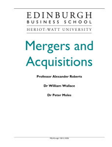 Mergers and Acquisitions - Edinburgh Business School