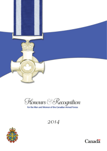 Honours and Recognition for the Men and Women of the Canadian