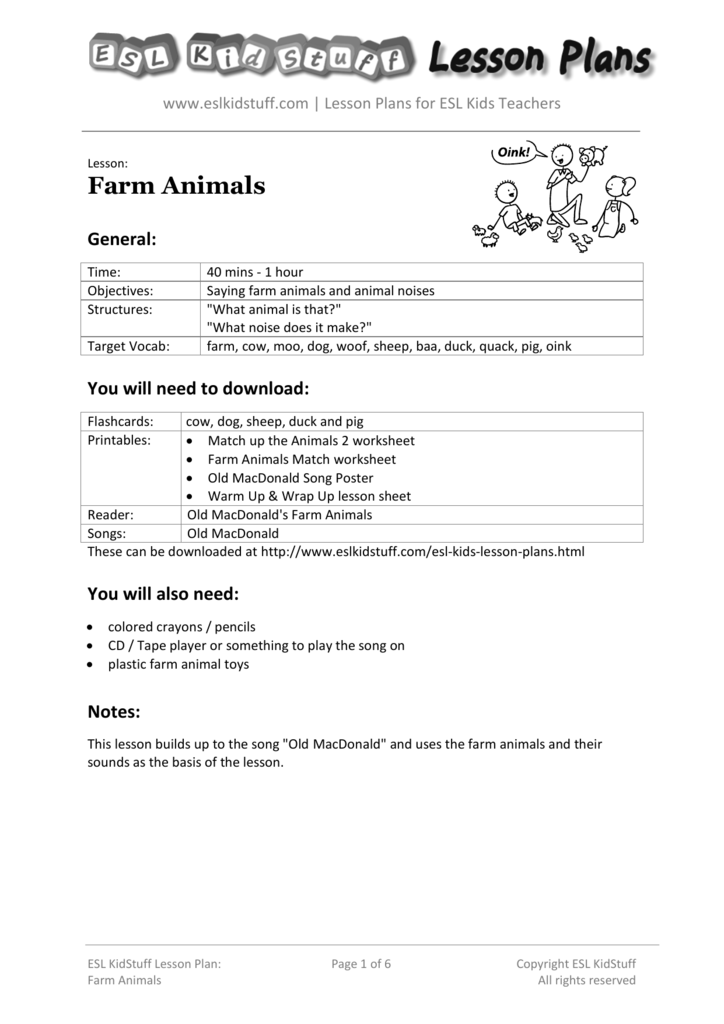 Farm Animals - ESL KidStuff