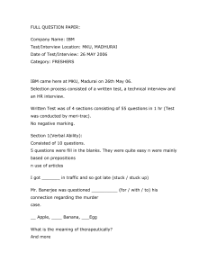 FULL QUESTION PAPER: Company Name: IBM Test/Interview