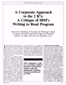 A Critique of IBM's Writing to Read Program