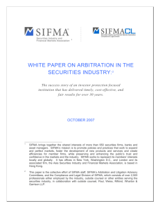 White Paper on Arbitration in the Securities Industry