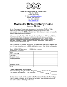 Molecular Biology Study Guide - Association of Genetic Technologists