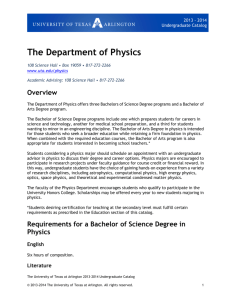 The Department of Physics - The University of Texas at Arlington