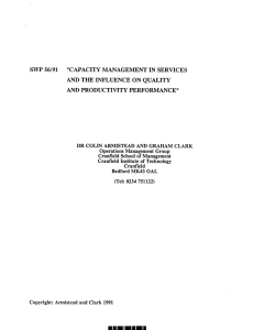 SWP 56191 “CAPACITY MANAGEMENT IN SERVICES AND THE