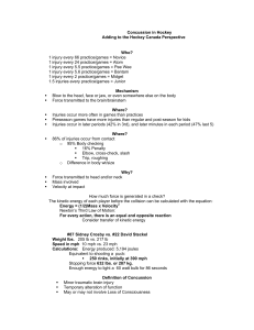 Concussion in Hockey Adding to the Hockey Canada Perspective