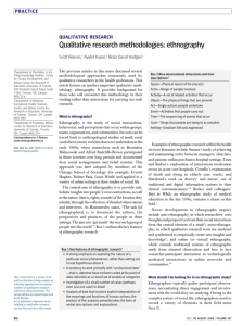 Qualitative research methodologies: ethnography