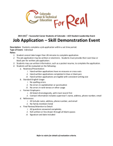 Job Application – Skill Demonstration Event