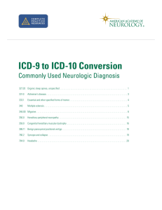 ICD-9 to ICD-10 Conversion - American Academy of Neurology