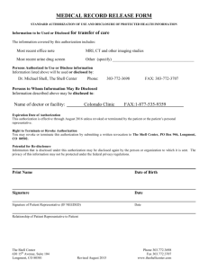 Medical Record Release Form for Transfer of Care from Shell Clinic