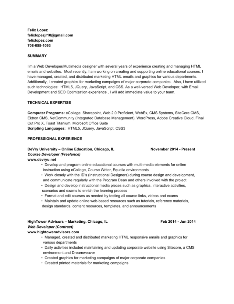 resume as PDF format