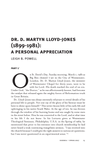 dr. d. martyn lloyd-jones (1899-1981): a personal appreciation