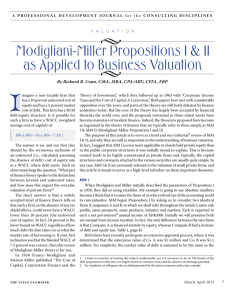 Cost of Capital - Importance of MM Propositions I & II in the valuation