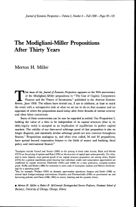 Miller, M., "The Modigliani-Miller propositions after thirty years,"