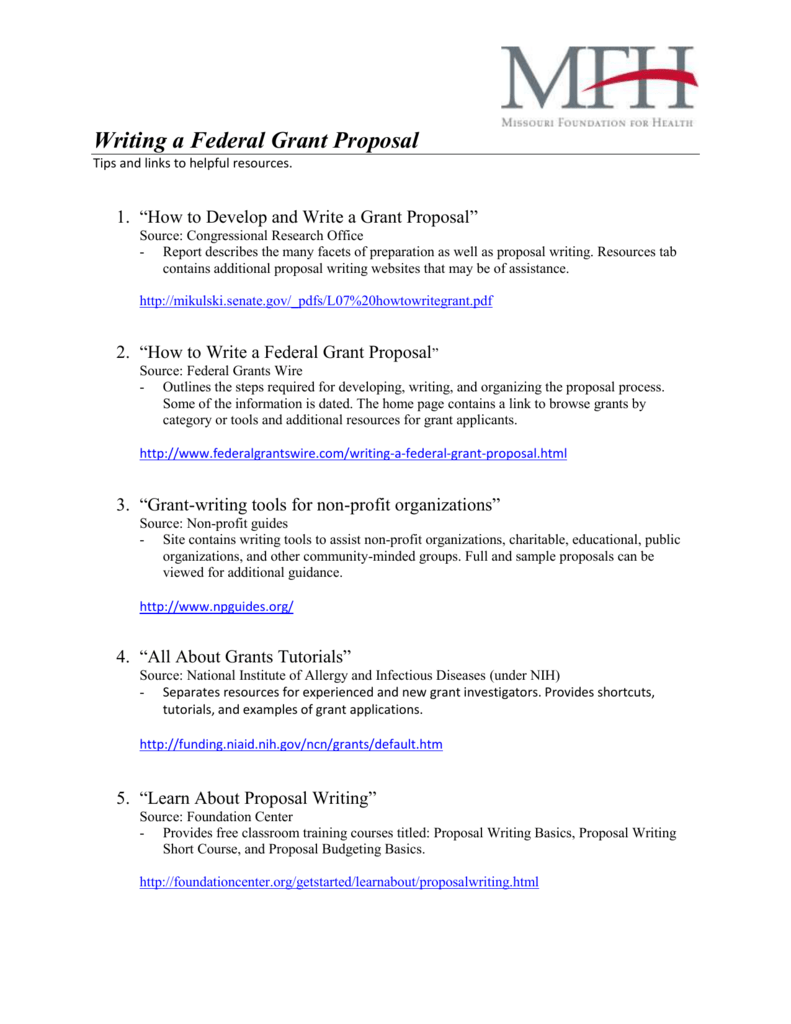 Writing a Federal Grant Proposal