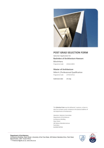 Department of Architecture - BArch Selection Form