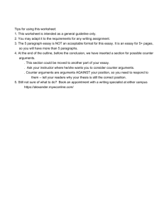 Outline Worksheet -Extended Essay (5+pages)
