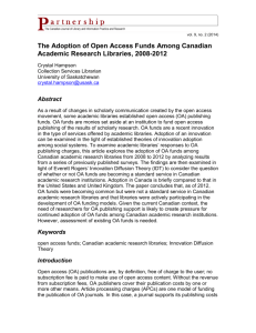 The Adoption of Open Access Funds Among Canadian Academic