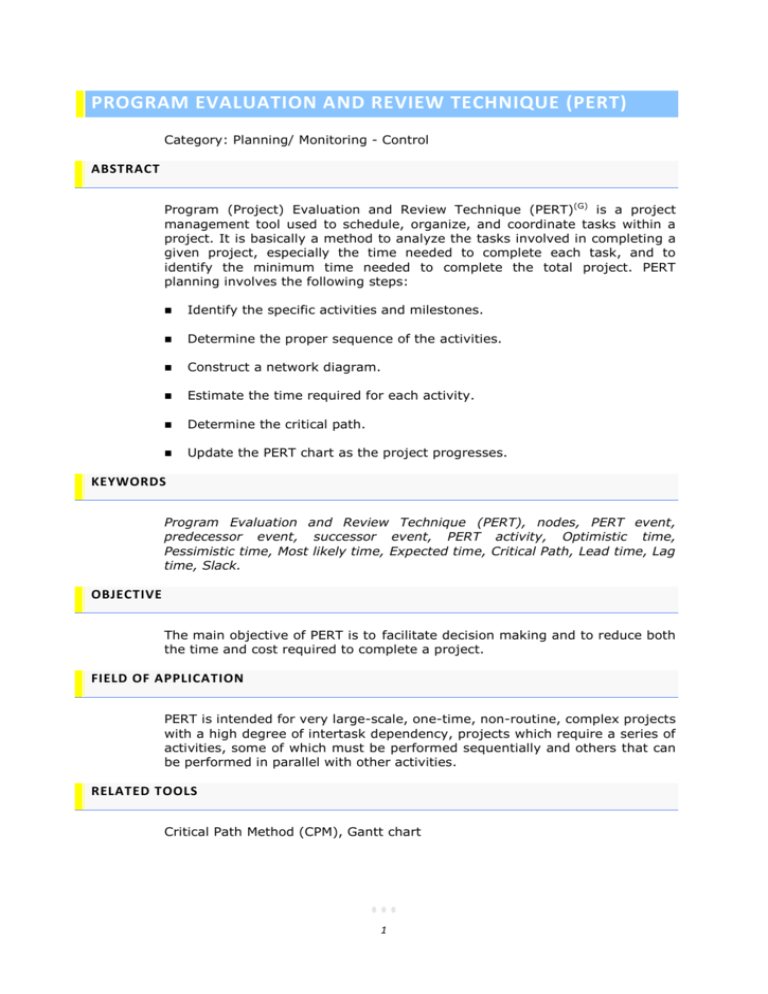 Program Evaluation And Review Technique pert 