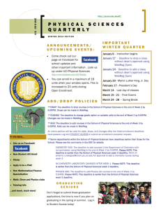 Winter 2014 Newsletter - School of Physical Sciences