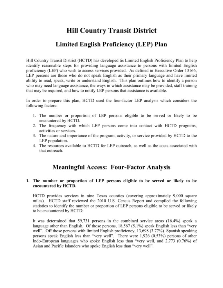 Limited English Proficiency Plan LEP 