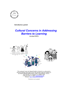 Cultural Concerns in Addressing Barriers to Learning