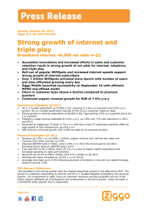 Strong growth of internet and triple play