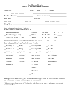 Out of Bounds Education 2014-2015 School Year Registration Form