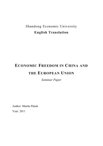 English Translation ECONOMIC FREEDOM IN CHINA AND THE