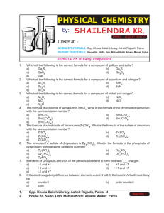 Formula of Binary Compounds - Shailendra Kumar Chemistry